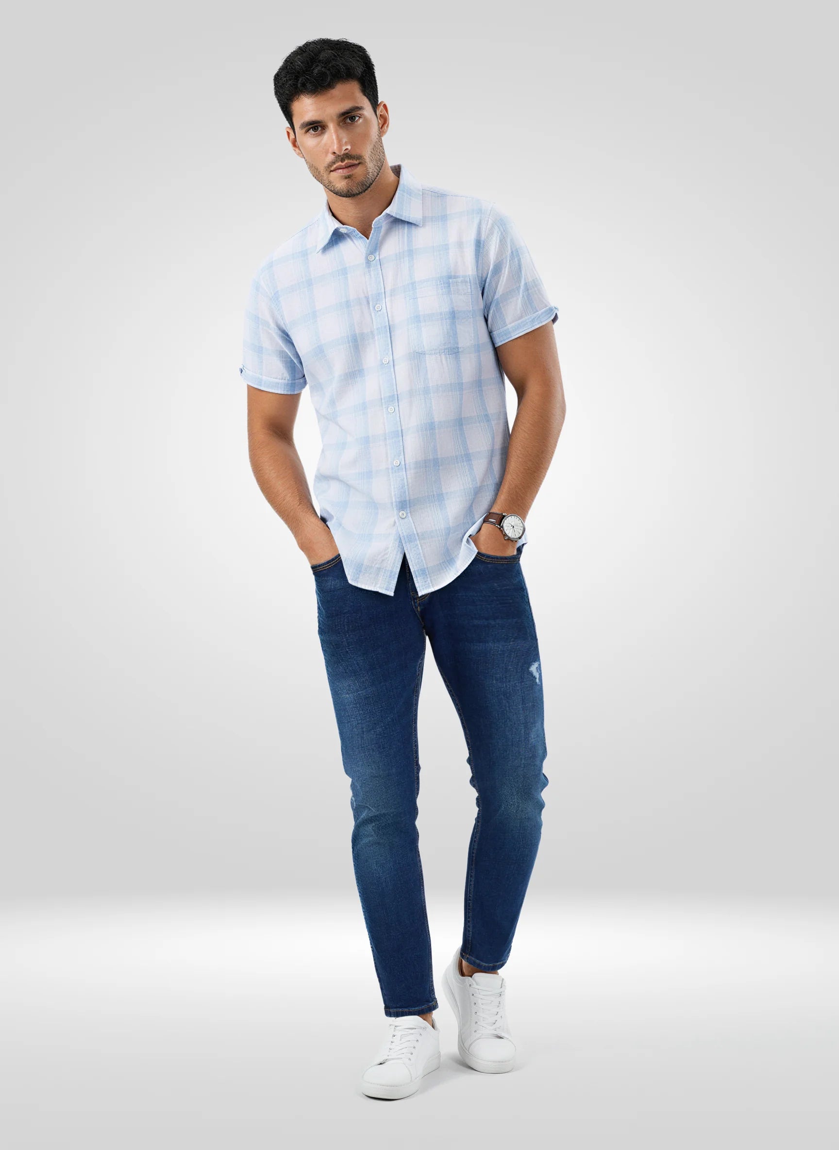 Men Dark Blue Solid Slim Fit Mid Rise Jeans