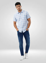 Men Jeans Slim Fit Dark Blue Mid Rise