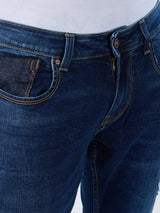 Men Jeans Slim Fit Dark Blue Mid Rise