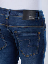 Men Jeans Slim Fit Dark Blue Mid Rise