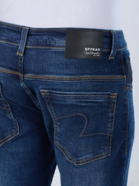 Men Jeans Slim Fit Dark Blue Mid Rise