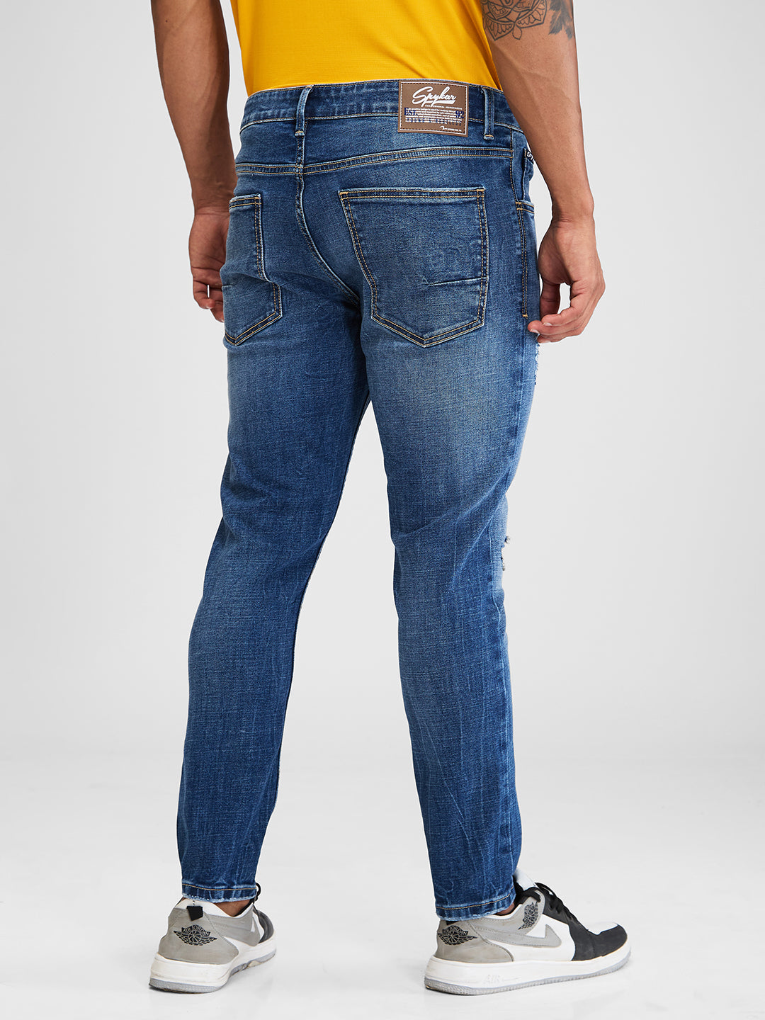 Spykar Blue Slim Fit Mid Rise Jeans For Men