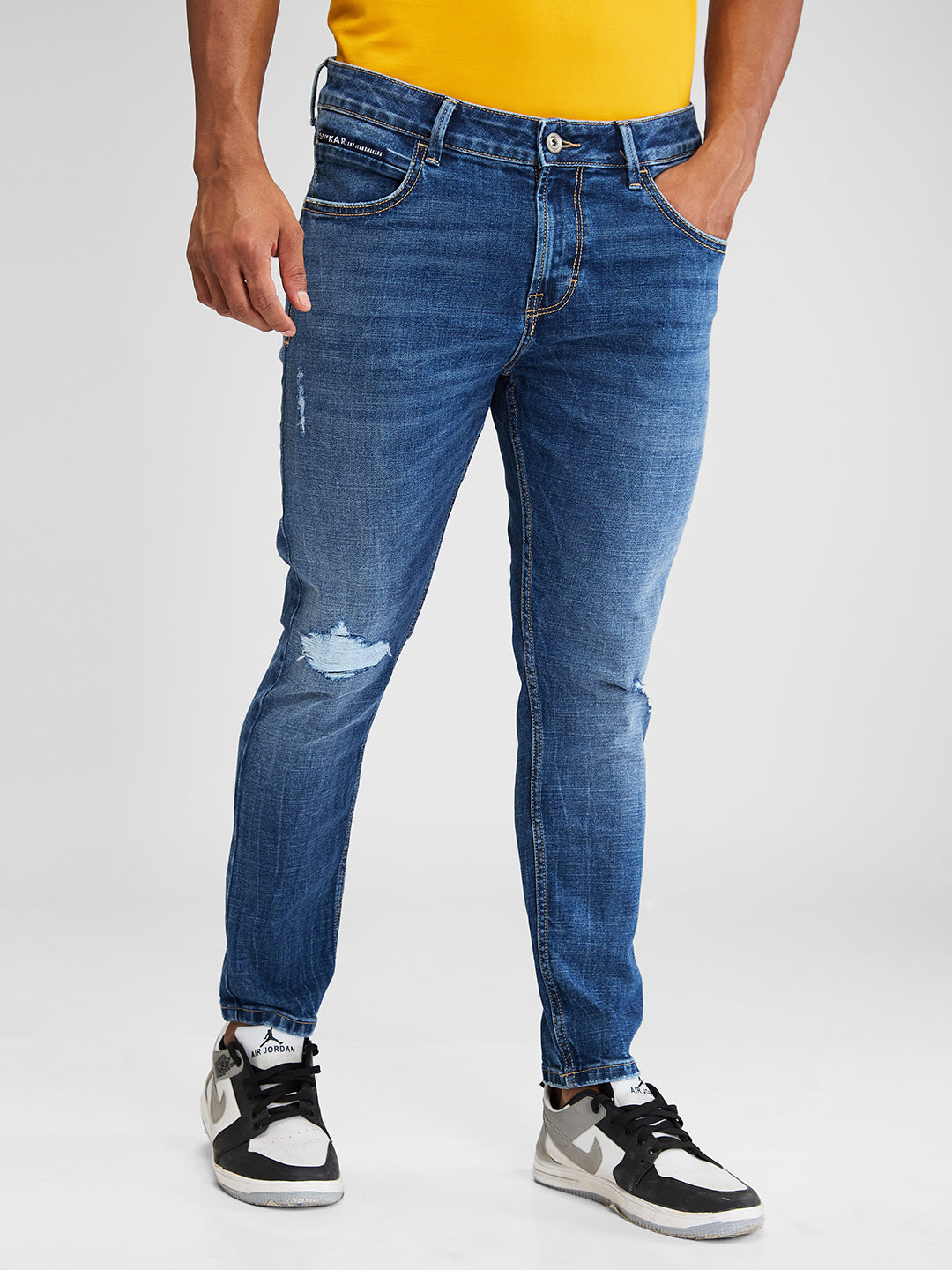 Spykar Blue Slim Fit Mid Rise Jeans For Men