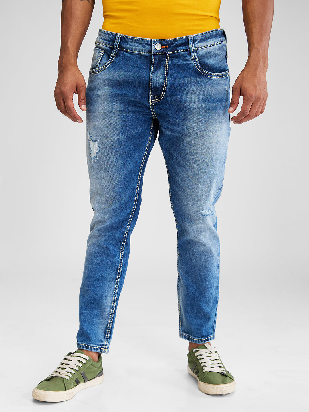 Spykar Blue Slim Fit Mid Rise Jeans For Men