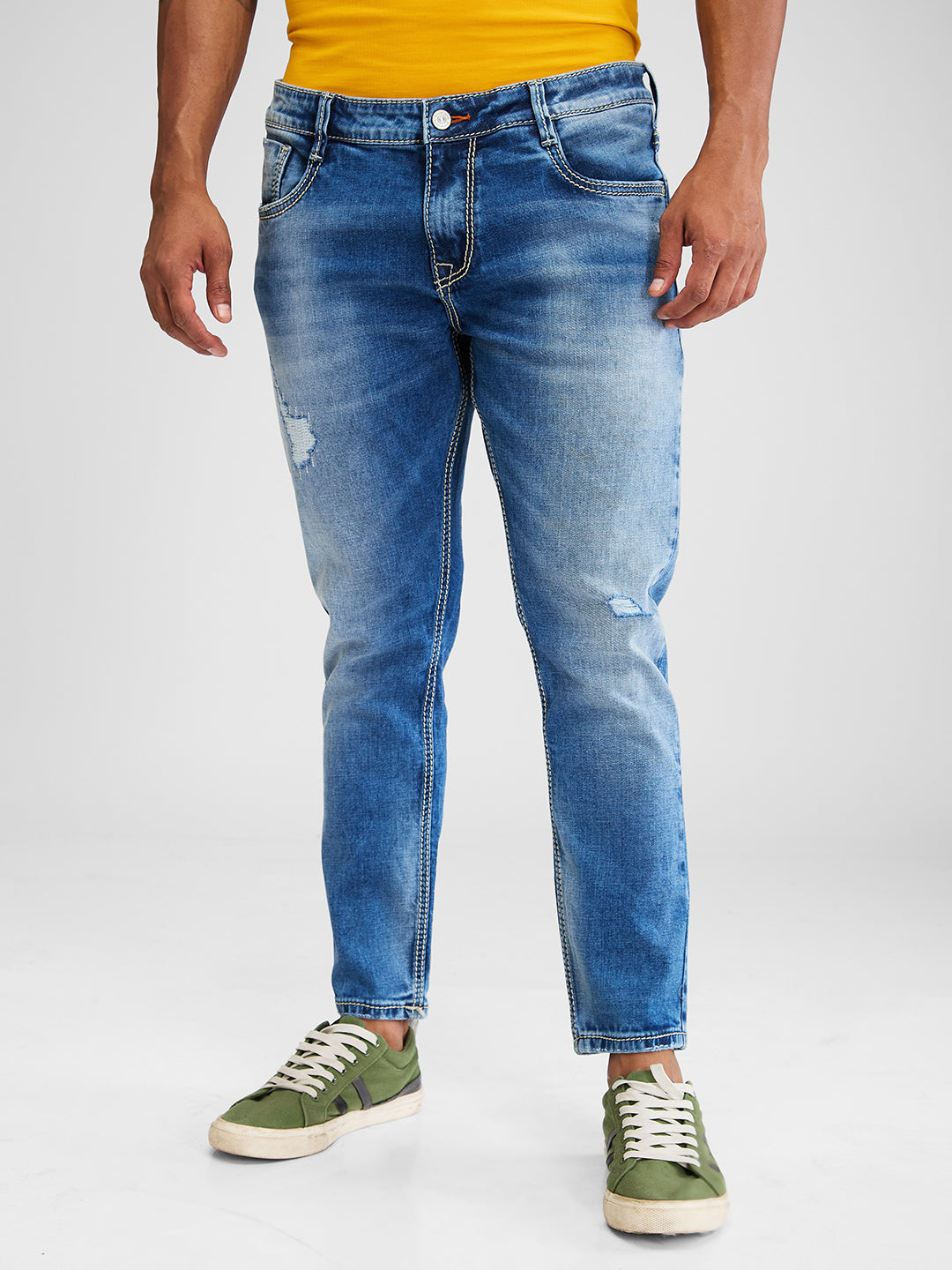 Spykar Blue Slim Fit Mid Rise Jeans For Men