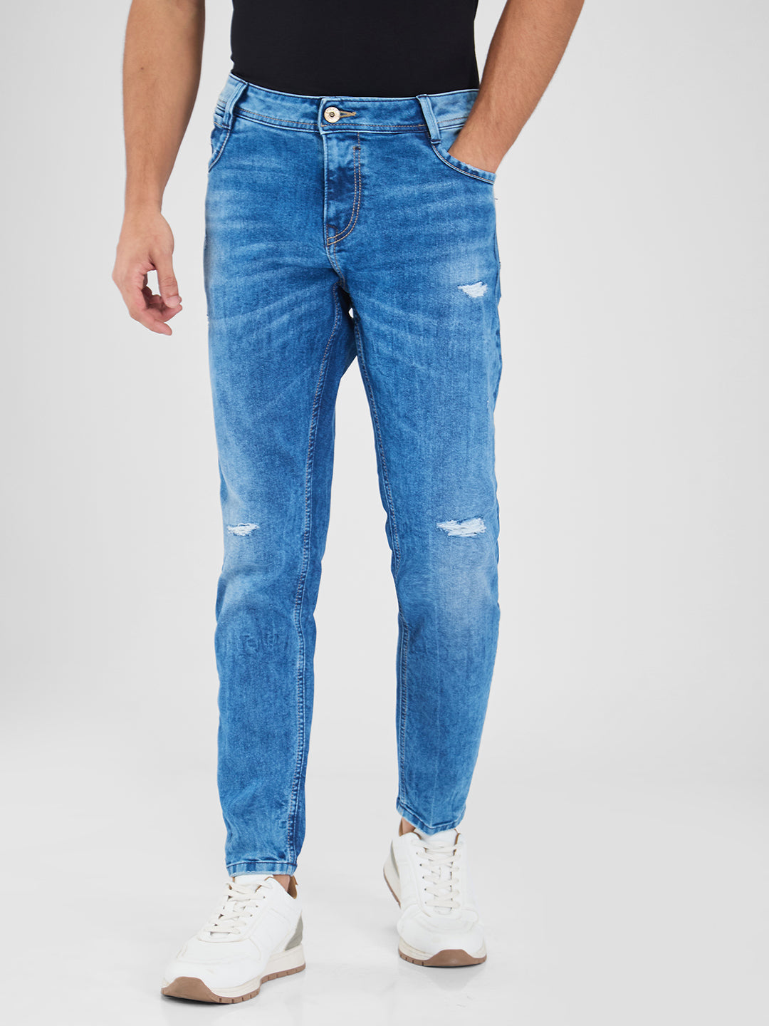 Spykar Blue Slim Fit Mid Rise Jeans For Men