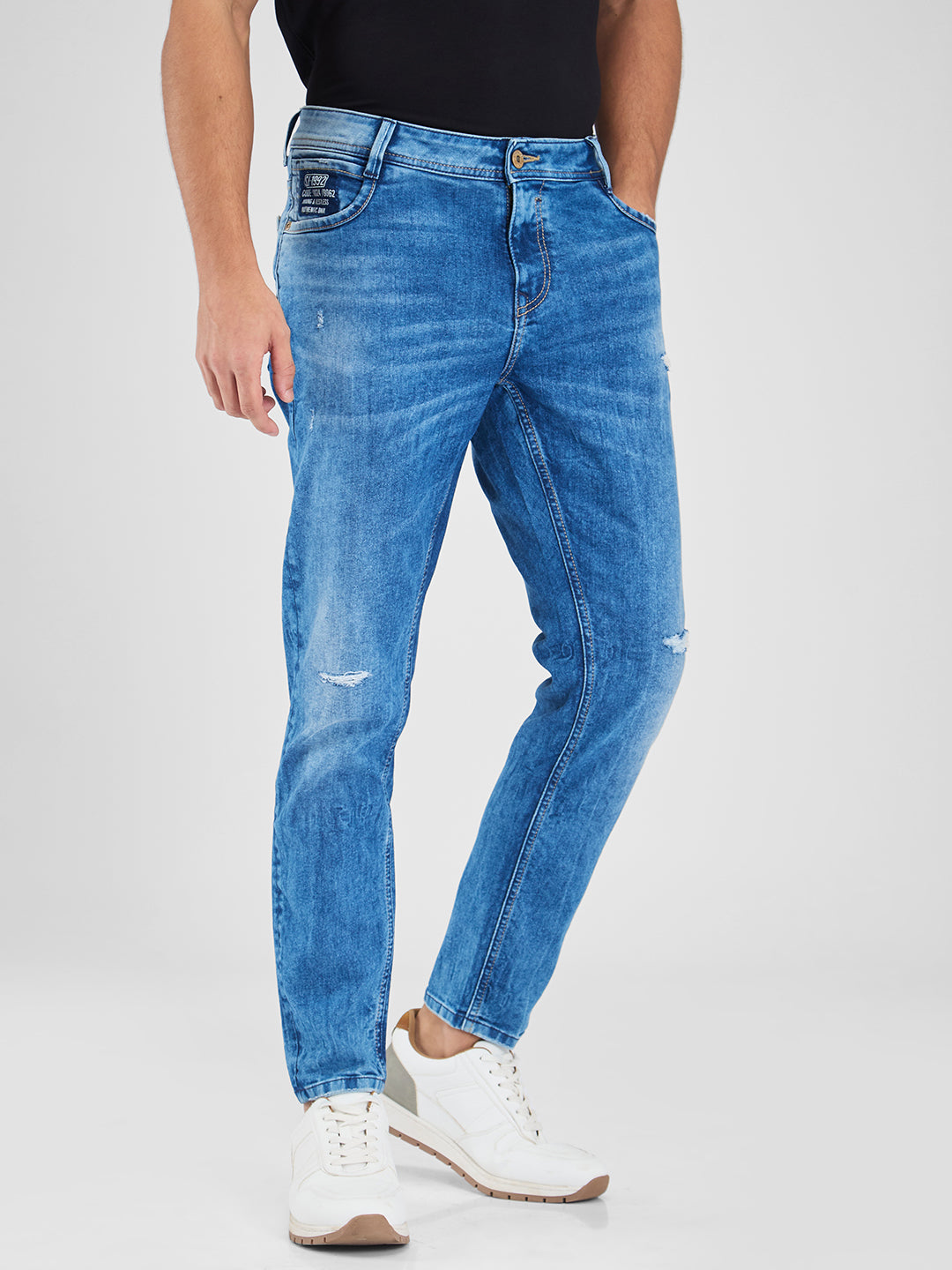 Spykar Blue Slim Fit Mid Rise Jeans For Men