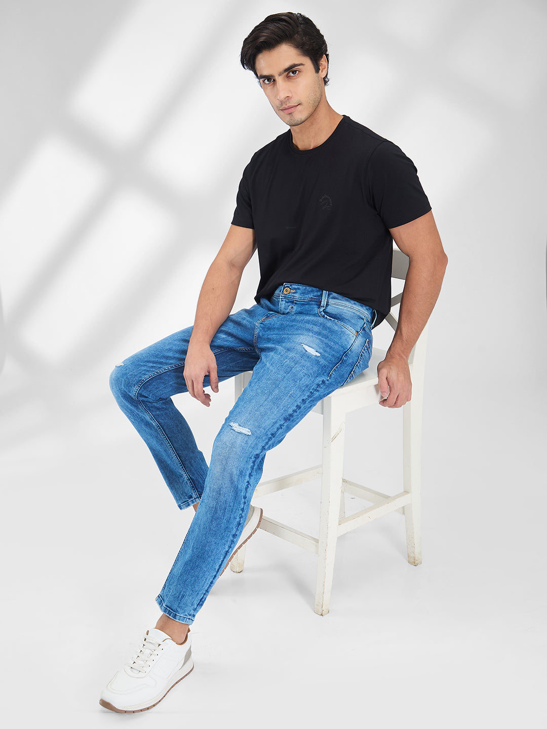 Spykar Blue Slim Fit Mid Rise Jeans For Men