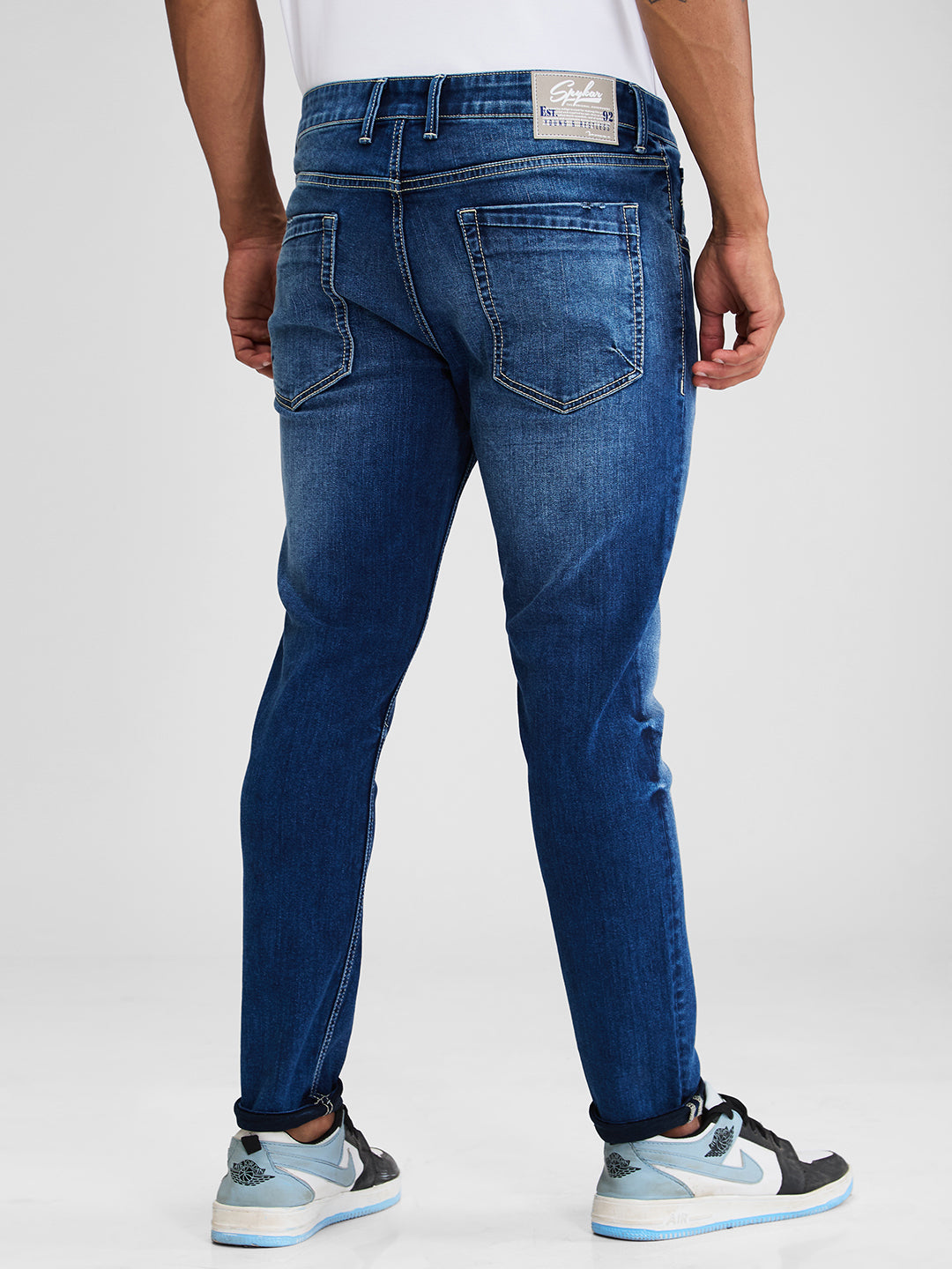 Spykar Blue Slim Fit Mid Rise Jeans For Men