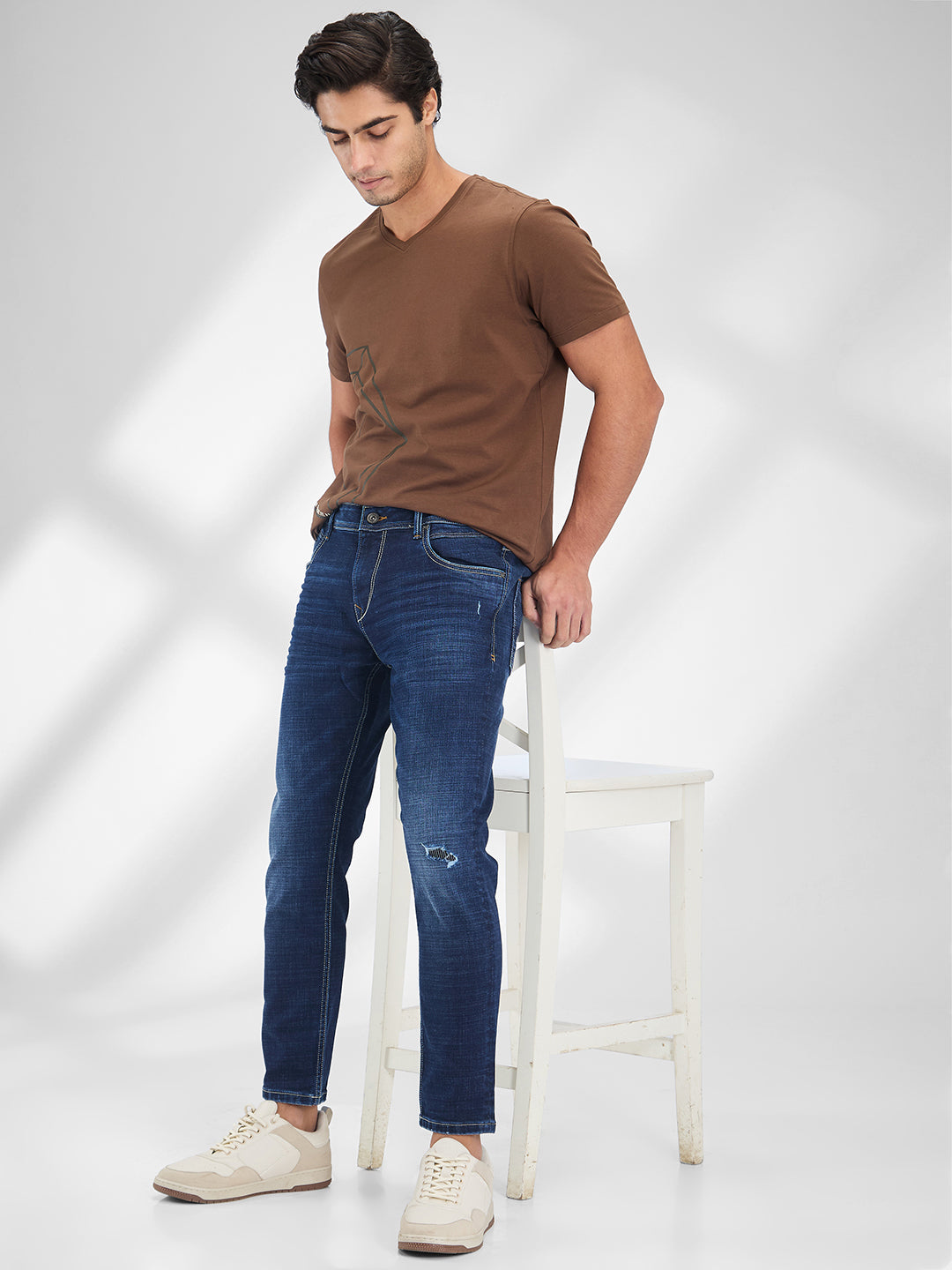 Spykar Blue Slim Fit Mid Rise Jeans For Men