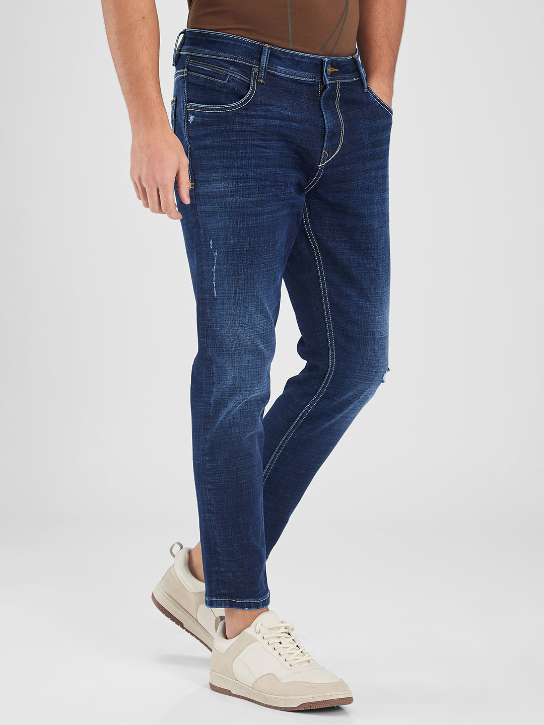 Spykar Blue Slim Fit Mid Rise Jeans For Men