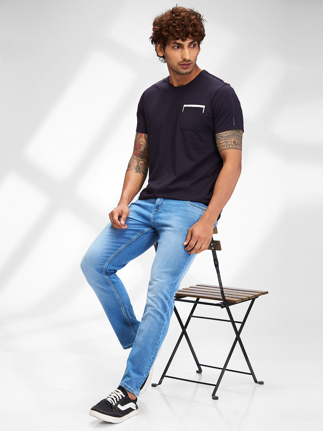 Spykar Blue Slim Fit Mid Rise Jeans For Men