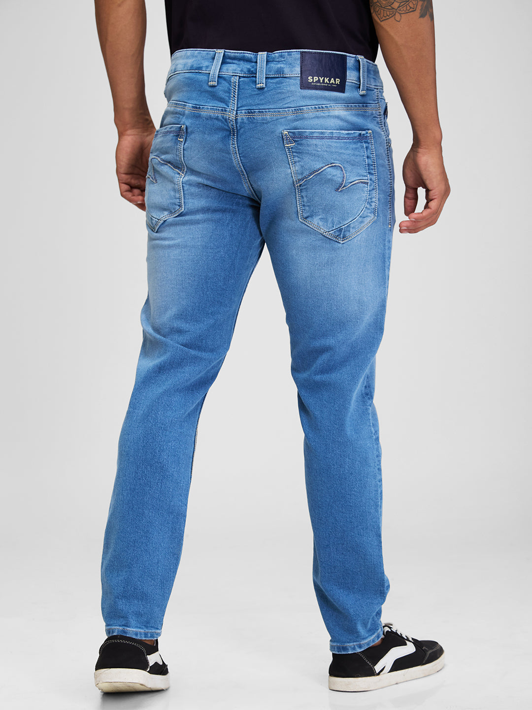 Spykar Blue Slim Fit Mid Rise Jeans For Men