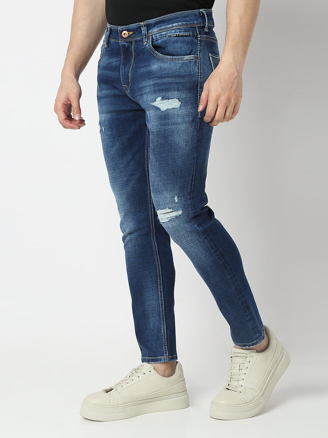 Spykar Mid Blue Slim Fit Mid Rise Jeans For Men