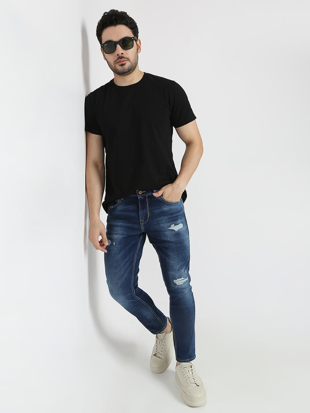 Spykar Mid Blue Slim Fit Mid Rise Jeans For Men