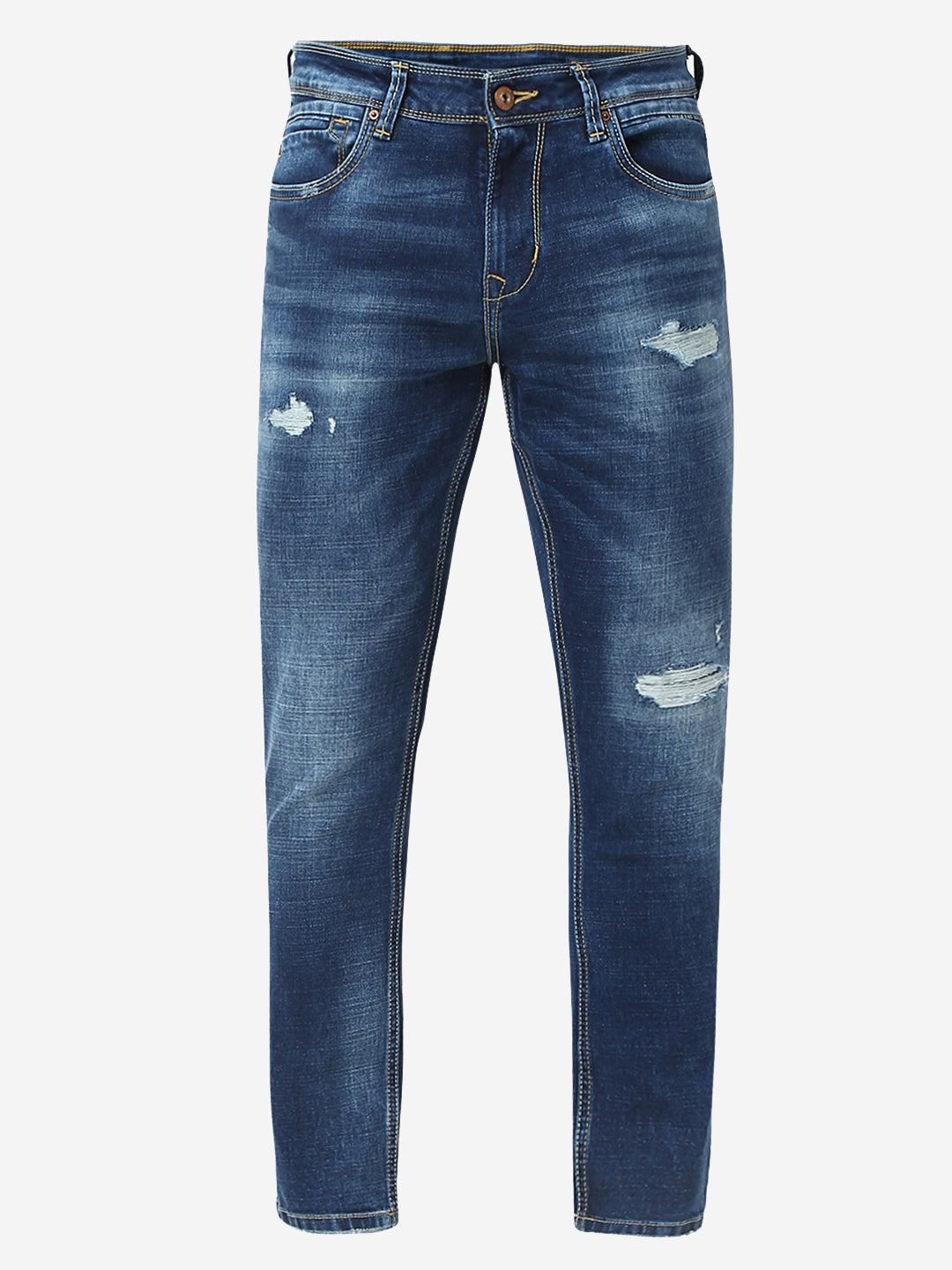 Spykar Mid Blue Slim Fit Mid Rise Jeans For Men