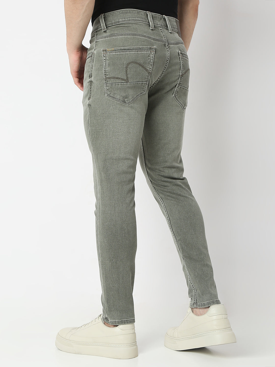 Spykar Pista Green Slim Fit Mid Rise Jeans For Men