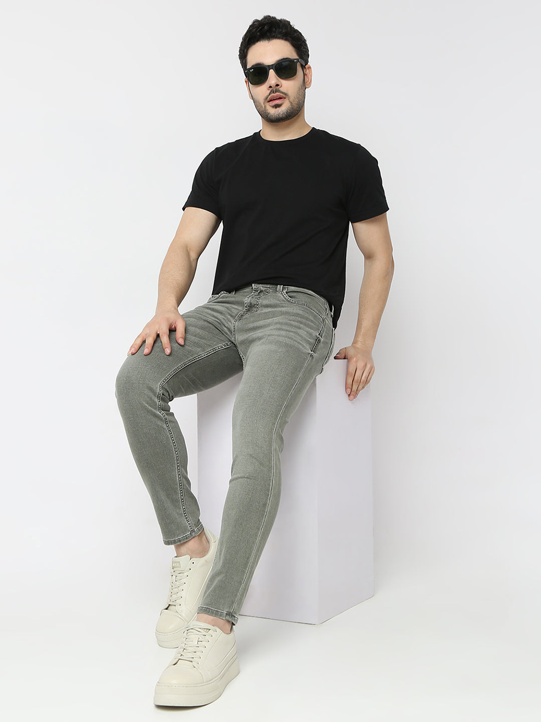 Spykar Pista Green Slim Fit Mid Rise Jeans For Men