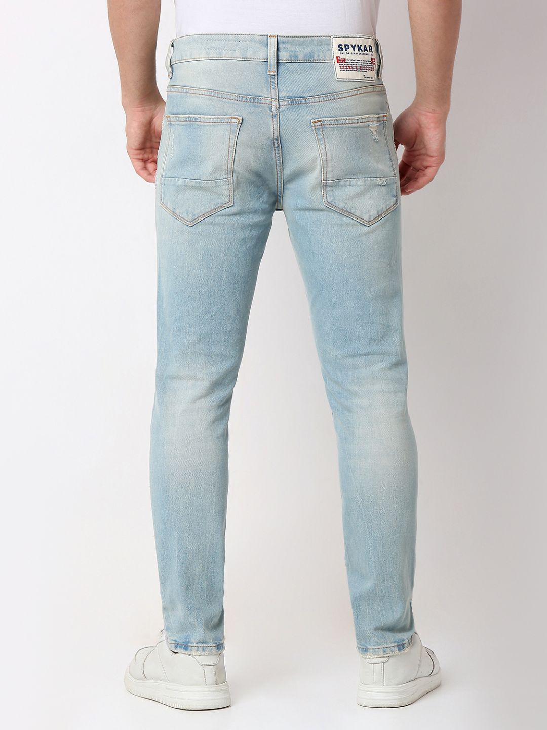 Spykar Light Blue Slim Fit Mid Rise Jeans For Men