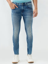 Men Kano Jeans Slim Fit Blue Mid Rise