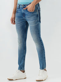 Men Kano Jeans Slim Fit Blue Mid Rise