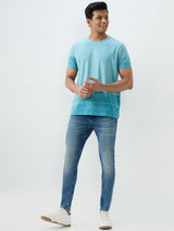 Men Kano Jeans Slim Fit Blue Mid Rise