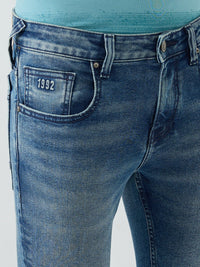 Men Kano Jeans Slim Fit Blue Mid Rise