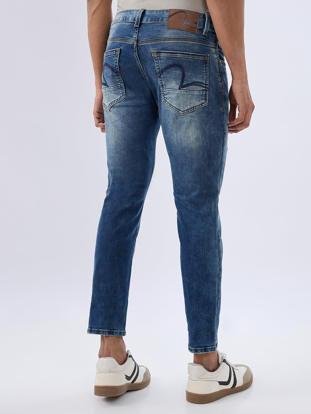Spykar Dark Blue Slim Fit Mid Rise Jeans For Men