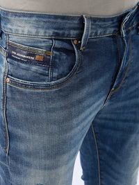 Men Kano Jeans Slim Fit Blue Mid Rise