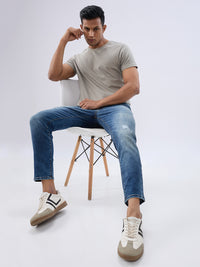 Men Kano Jeans Slim Fit Blue Mid Rise