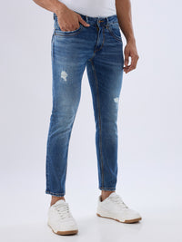 Men Kano Jeans Slim Fit Blue Mid Rise