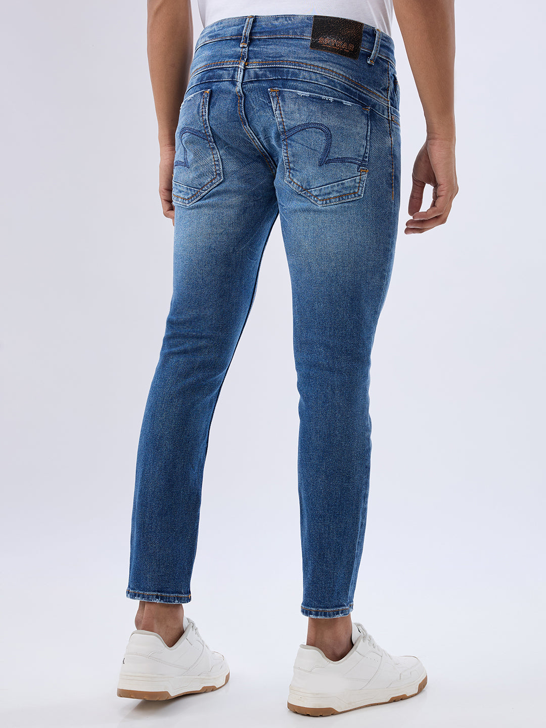Spykar Mid Blue Slim Fit Mid Rise Jeans For Men