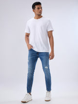 Men Kano Jeans Slim Fit Blue Mid Rise