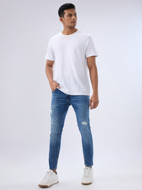Men Kano Jeans Slim Fit Blue Mid Rise
