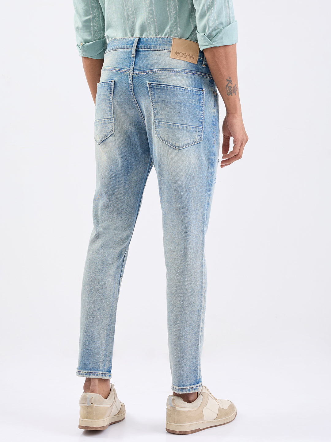 Spykar Light Blue Mid Rise Slim Fit Casual Jeans For Men