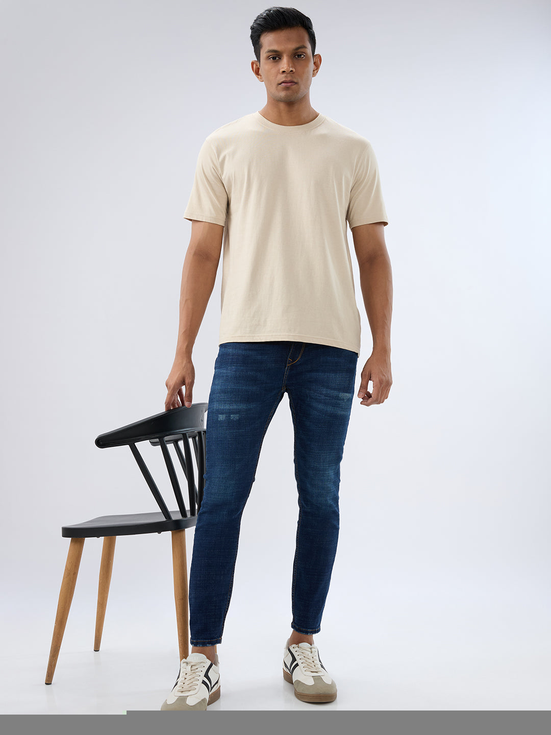 Spykar Dark Blue Slim Fit Mid Rise Jeans For Men
