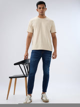 Men Kano Jeans Slim Fit Blue Mid Rise