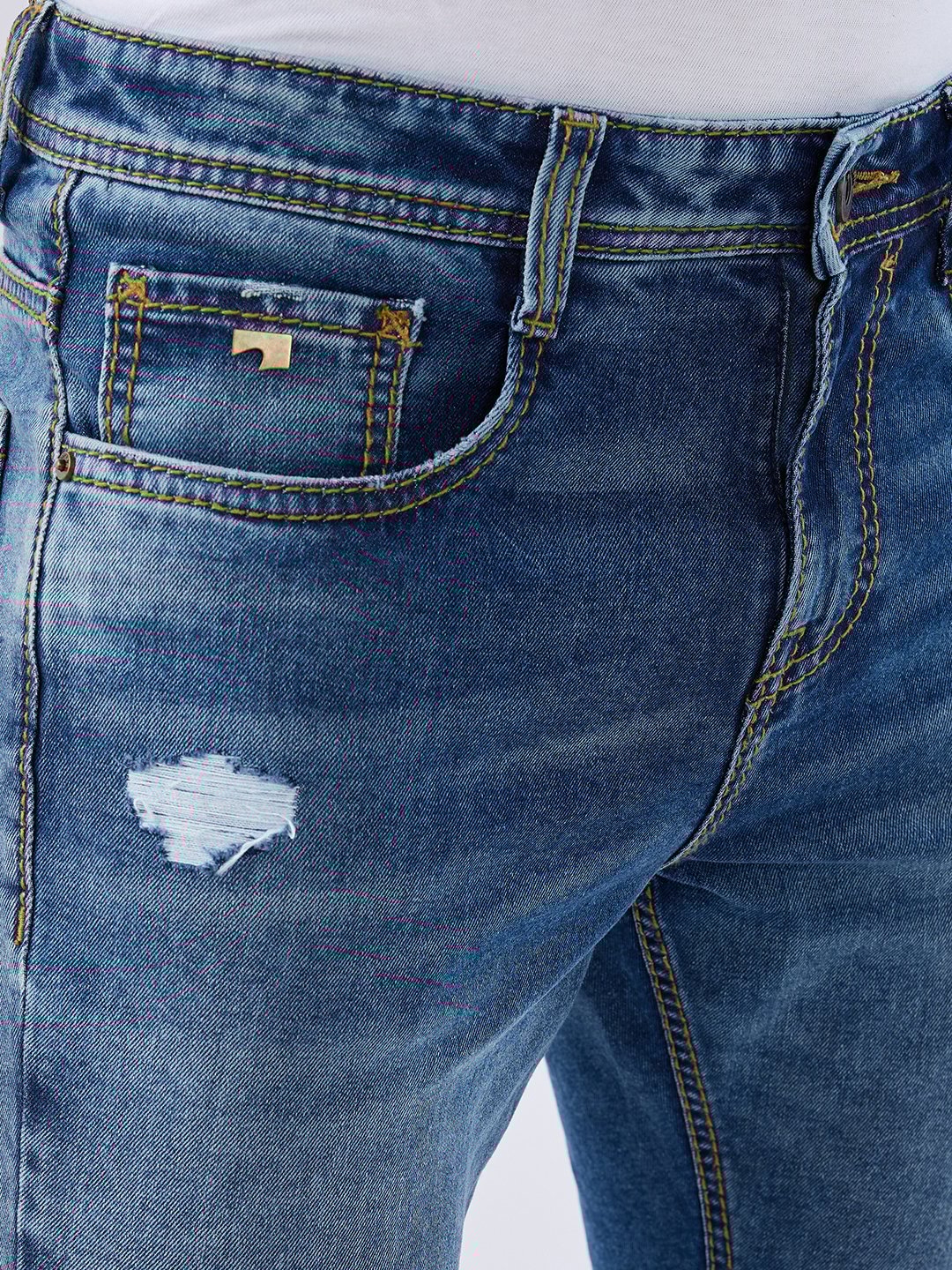 Spykar Mid Blue Slim Fit Mid Rise Jeans For Men