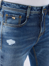 Men Kano Jeans Slim Fit Blue Mid Rise