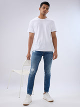Men Kano Jeans Slim Fit Blue Mid Rise