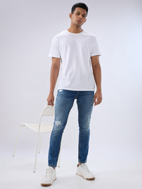 Men Kano Jeans Slim Fit Blue Mid Rise