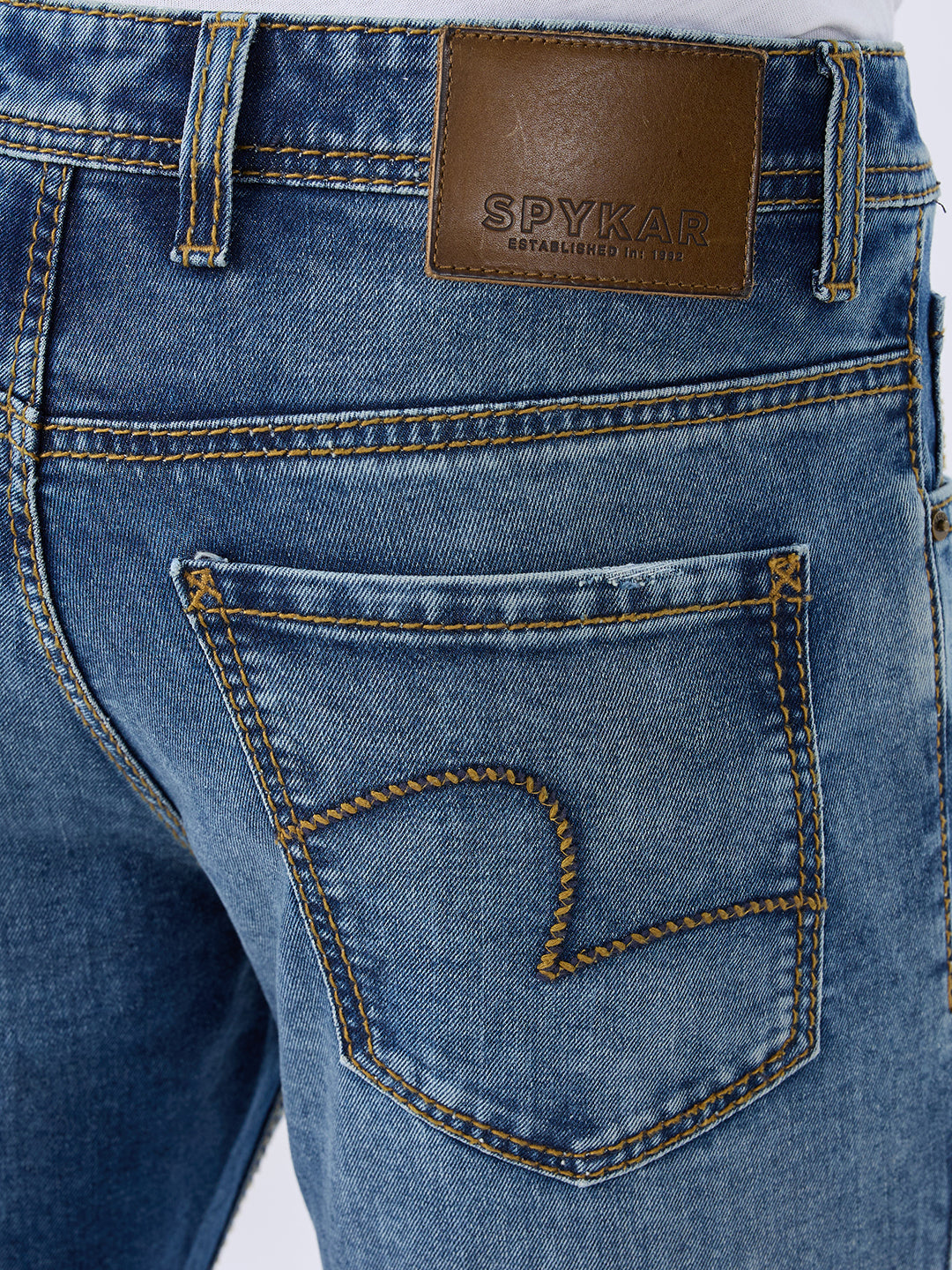 Men Kano Jeans Slim Fit Blue Mid Rise