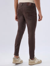 Men Kano Jeans Slim Fit Brown Mid Rise