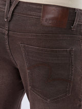 Men Kano Jeans Slim Fit Brown Mid Rise
