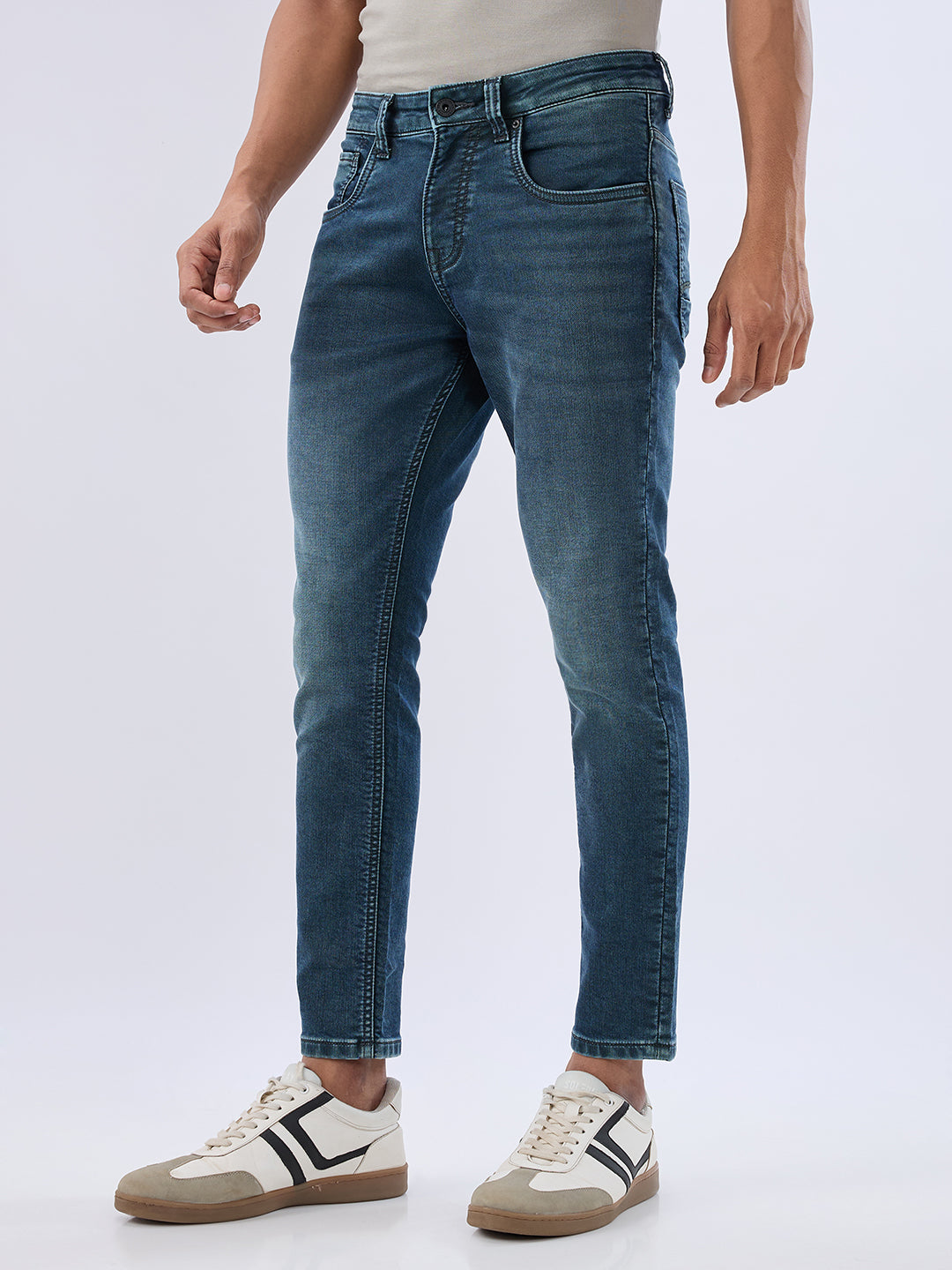 Spykar Dark Green Slim Fit Mid Rise Jeans For Men