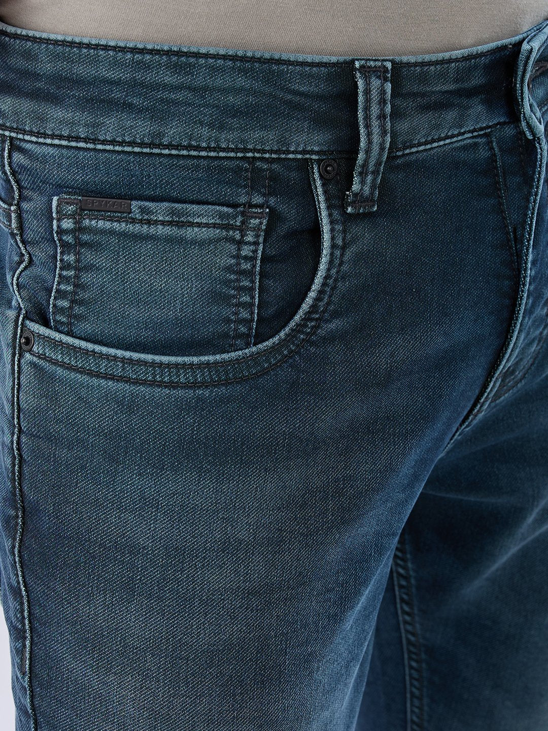 Spykar Dark Green Slim Fit Mid Rise Jeans For Men
