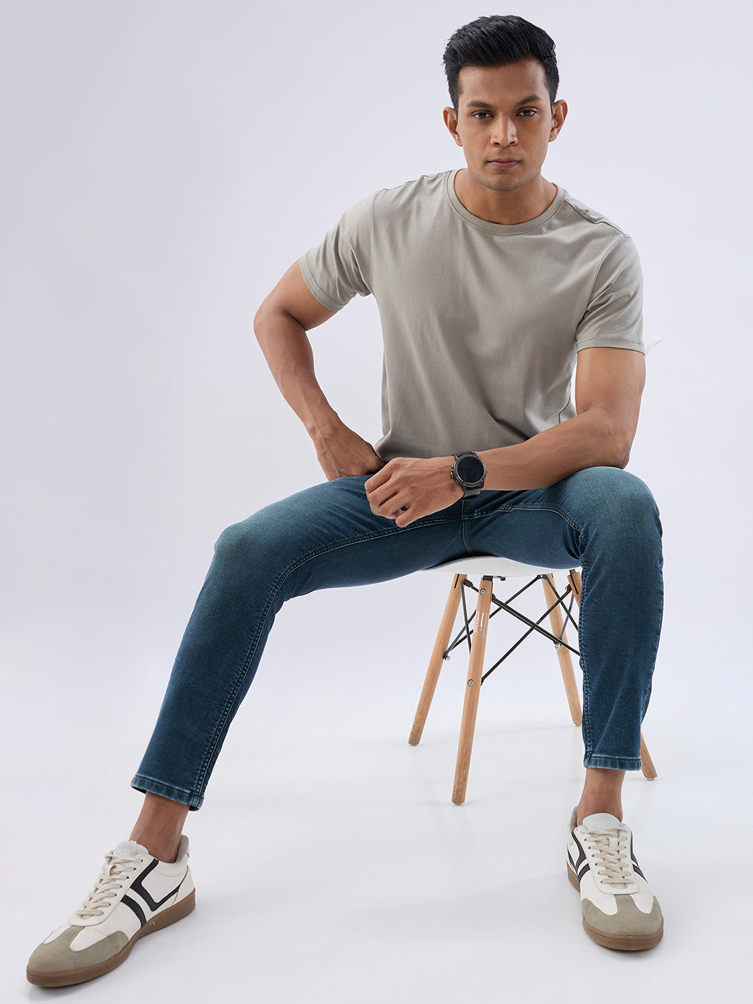 Men Kano Jeans Slim Fit Green Mid Rise