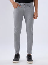 Men Kano Jeans Slim Fit Grey Mid Rise