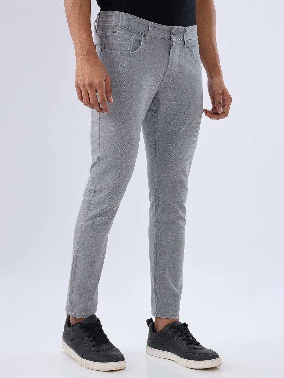 Men Kano Jeans Slim Fit Grey Mid Rise