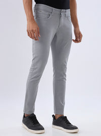 Men Kano Jeans Slim Fit Grey Mid Rise